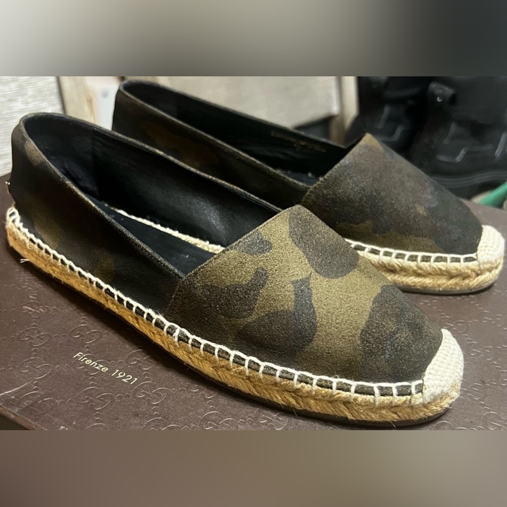 Burberry Espadrilles Hodgeson Flats Dark Camo Suede | Size 37 | US 7